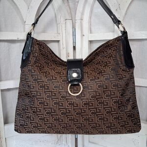 NWOT Vintage Liz Claiborne Y2K Monogram Hobo Bag McBling Brown Shoulder Purse